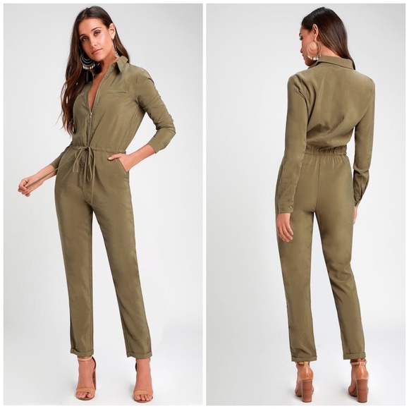 Lulus Pants - NWOT Lulus Clifton Washed Olive Jumpsuit